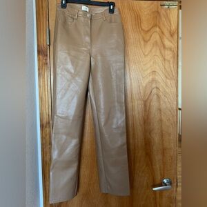 Aritzia Wilfred Tan Leather Pants